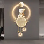 Modern illuminated wall art with bear sculpture and LED lights, perfect for luxury home decor.
