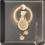Modern illuminated wall art with bear sculpture and LED lighting.
