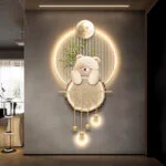Modern illuminated wall art with bear design and LED lighting, perfect for luxury home decor.