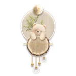 Modern decorative wall art featuring a bear with a moon and plant accents, ideal for luxury home decor.