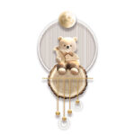 Luxury teddy bear wall art with gold accents and moon design, perfect for modern home decor.