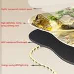 LED illuminated wall art with ceramic panel and nature scene, featuring energy-saving light strip.