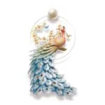 Elegant peacock wall art with floral accents and a circular frame, perfect for modern luxury home decor.