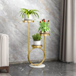 Luxury Gold 3 Tier Plant Stand - Modern Metal Flower Pot Holder Display Shelf 80cm