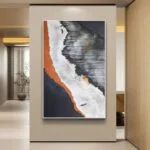 Modern abstract wall art with bold colors in a luxury home setting.