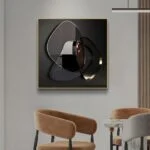Modern luxury wall art with abstract design in a stylish living room setting.