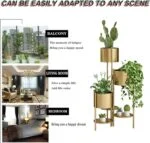 Gold indoor planters with plants for modern home decor in living room, bedroom, and balcony.