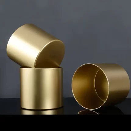 Luxury Brushed Gold Cylinder Planters – Modern Metal Plant Pot