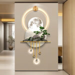 Luxury Moon LED Wall Art Frame With Ring Lights - Modern Wall Painting 60*125cm