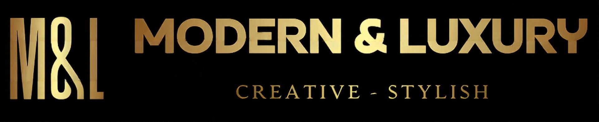 Modern & Luxury logo in gold text on a black background.