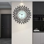 Luxury Crystal Sunburst Wall Clock – Black Metal Decorative Wall Clock with Crystal Accents & Silent Quartz Movement – 60 × 60cm