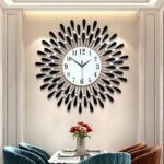 Luxury Crystal Sunburst Wall Clock – Black Metal Decorative Wall Clock with Crystal Accents & Silent Quartz Movement – 60 × 60cm - Image 5