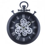 Modern decorative wall clock with Roman numerals and gear design, perfect for luxury home decor.