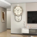 Modern luxury wall clock with unique design in a stylish living room.