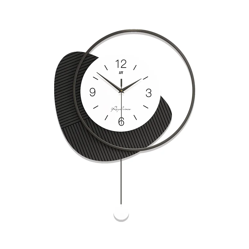 Modern Decorative Wall Clock Modern decorative wall clock with abstract design and black accents.