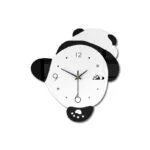 Modern panda-shaped wall clock with black and white design, perfect for kids' room decor.