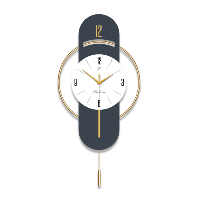Modern luxury wall clock with gold accents and sleek design.