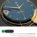Modern luxury wall clock with aluminum hands and sleek design.
