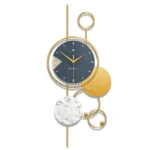 Modern luxury wall clock with gold accents and marble design, ideal for home decor.
