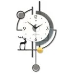 Modern decorative wall clock with geometric design and deer motif.