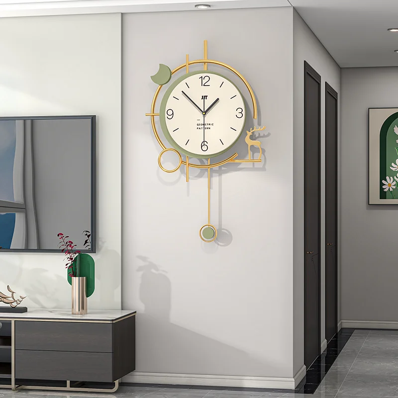 Luxury Gold Wall Clock in Modern Decor Modern luxury wall clock with gold accents in a stylish living room setting.