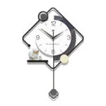 Modern decorative wall clock with geometric design and figurine, ideal for luxury home decor.