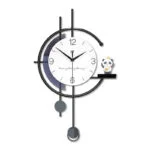 Modern decorative wall clock with unique design and panda figurine.
