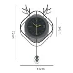 Modern decorative wall clock with antler design and pendulum, ideal for luxury home decor.