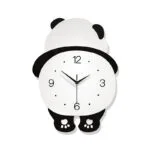 Panda-shaped modern wall clock with black and white design, ideal for playful home decor.