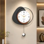Modern decorative wall clock with geometric design in a luxury home setting.