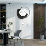 Modern luxury wall clock in a stylish living room with contemporary decor.