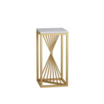Modern gold and white decorative pedestal table for luxury home decor.