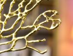 Modern Gold Coral Sculpture Ornament – Decorative Metal Coral Art with Heavy Black Crystal Base - Image 6