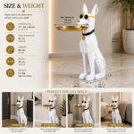 Modern decorative dog sculpture with tray, ideal for entrance, living room, or corner decor.