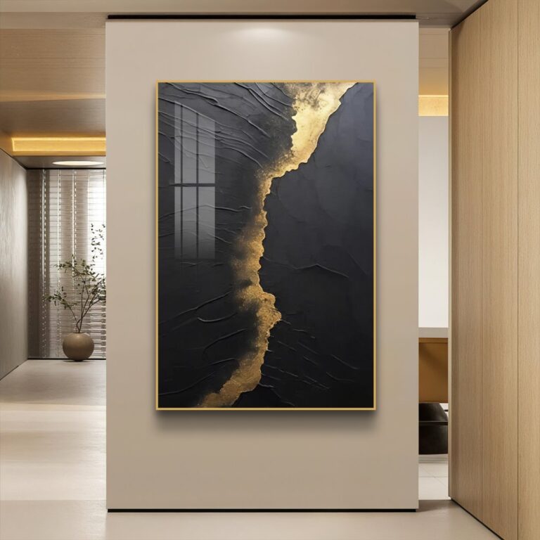 Modern luxury wall art with gold accents, perfect for home decor.