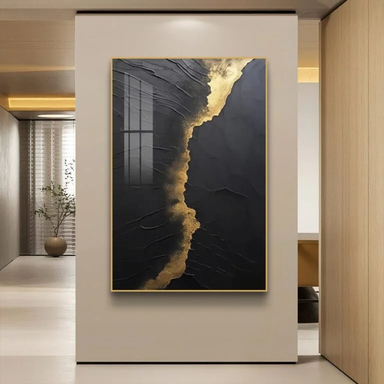 Modern luxury wall art with gold accents, perfect for home decor.
