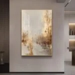 Modern luxury wall art in a gold aluminum frame, perfect for home decor.