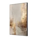 Modern luxury wall art with abstract design in gold and neutral tones.