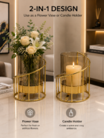 Flower Vase & Candle Holder – 2-in-1 Decorative Glass Vase Centrepiece for Living Room, Dining Table & Home Décor 31 × 12cm - Image 5