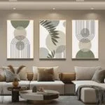 Modern framed wall art in a luxury living room setting.