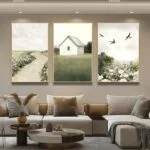 Modern home decor with framed wall art and luxury accessories.