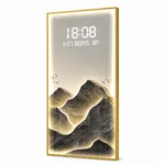 LED illuminated wall art with mountain design, modern home decor.