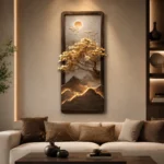 Modern luxury wall art with illuminated tree design, perfect for home decor.