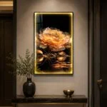 Luxury LED wall art with illuminated floral design, perfect for modern home decor.