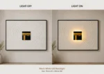 Modern LED wall art with Islamic decor and Arabic calligraphy, featuring warm white illumination.
