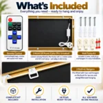 LED aluminium framed wall art with remote control and installation kit.