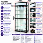 Premium display cabinet with LED lighting, glass shelves, and lockable doors for modern home decor.