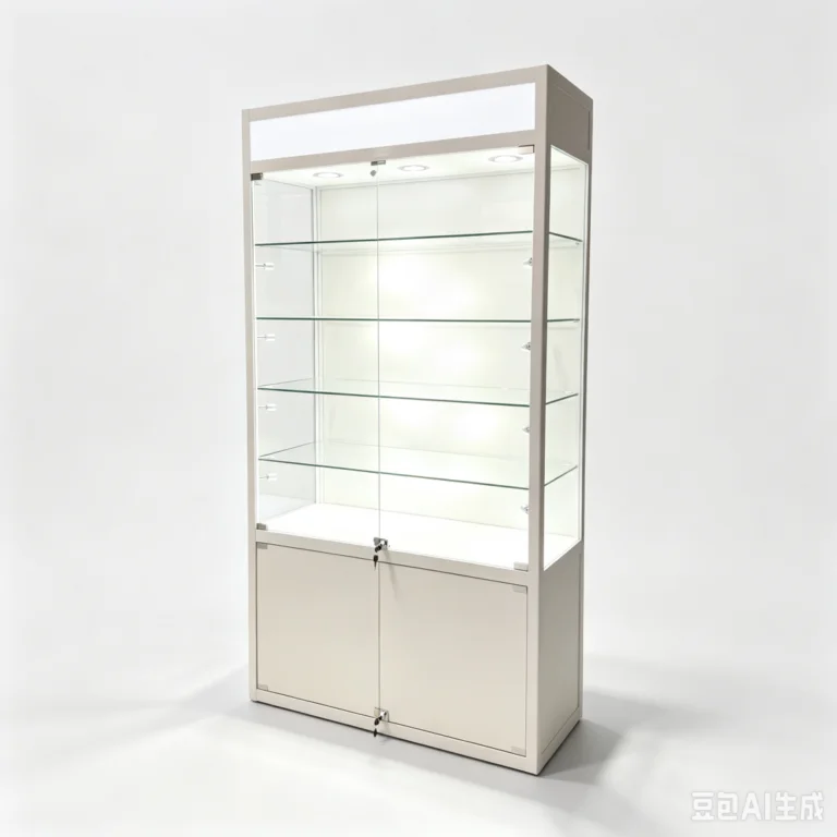 White square frame glass showcase for modern home decor display.