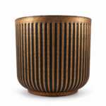 Large Plant Pot 33cm - Antique Bronze & Black Ribbed Round Planter with Vintage Metal Effect for Indoor & Outdoor Use - Image 4