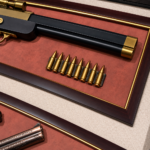 Vintage Replica Gun Wall Art 80x58cm – Luxury 3D Antique Pistol Shadow Box with Four Decorative Guns, Bullets & Gold Polcore Frame - Image 4